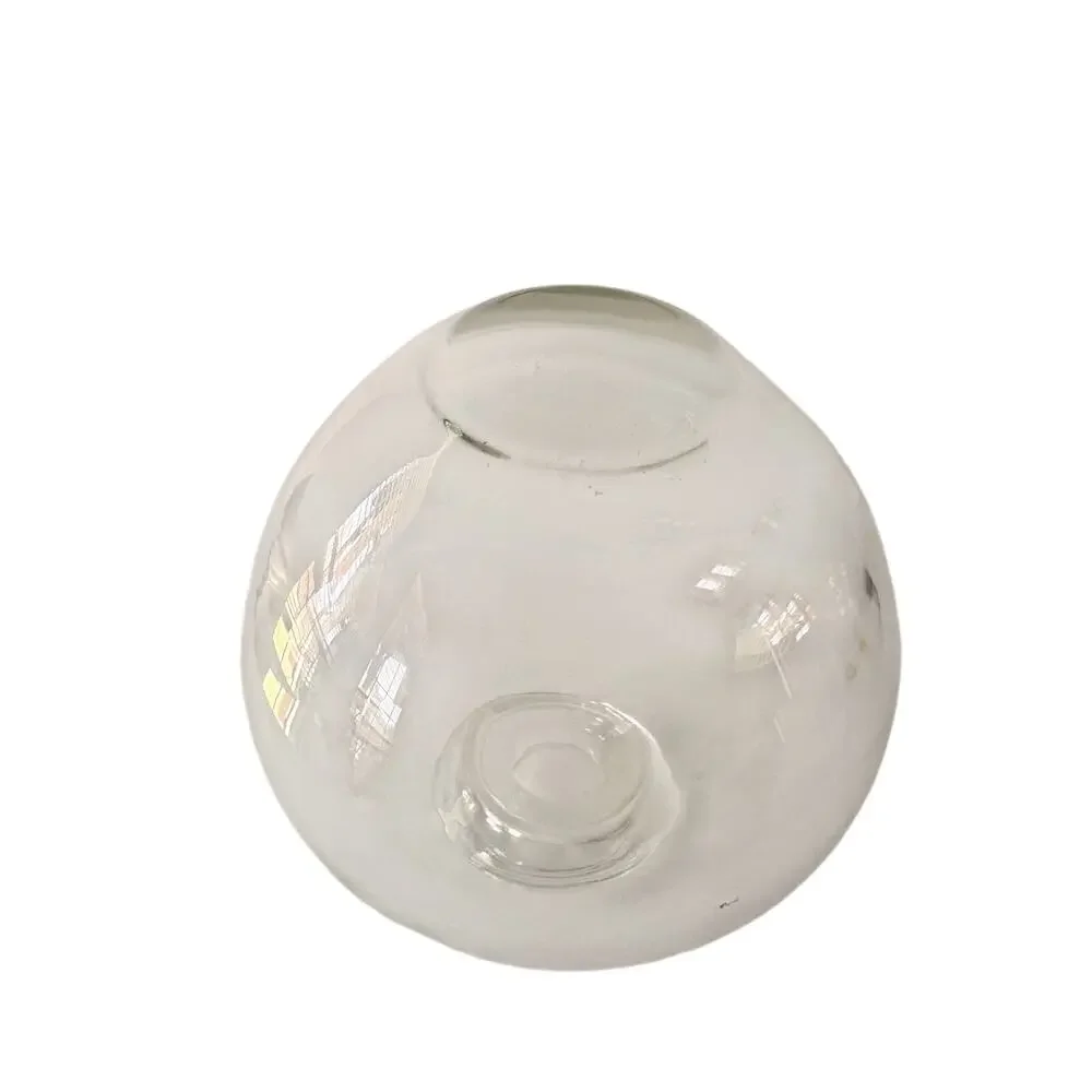 Vintage Heavy Clear Art Glass Round Pot Belly Bud Vase Hand Blown 5.5”